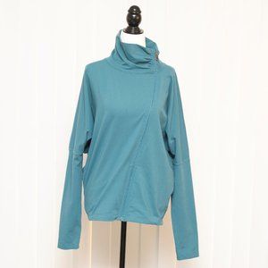 Karma Athletics Batwing Teal Zip-up Sweater